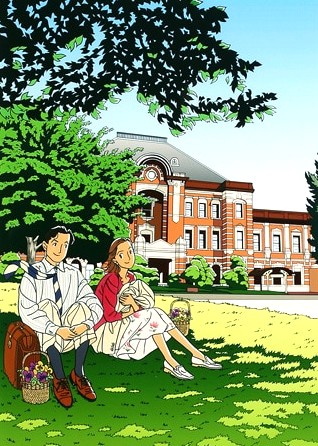 わたせせいぞうの絵画作品　タイトルはTokyo Station－遠距離恋愛